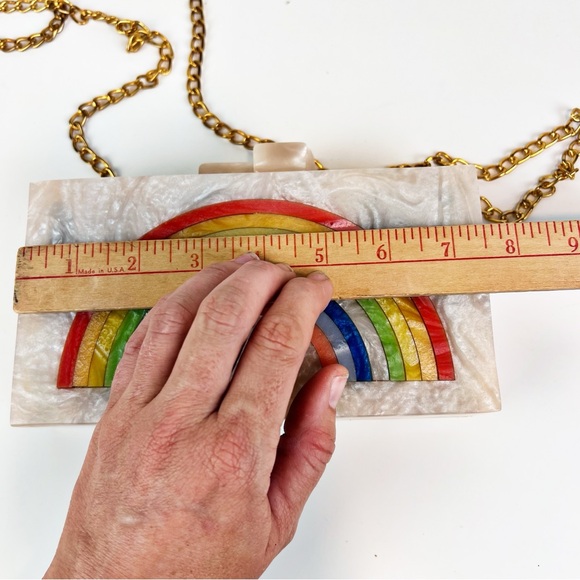 LULU NYC Rainbow Multicolor Acrylic Resin Crossbody Handbag Chain Strap - Picture 7 of 8
